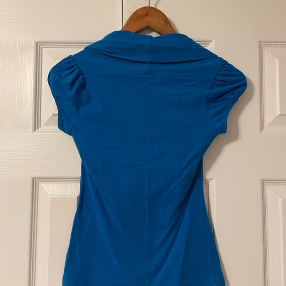 XS-S Bright Blue Long Vintage Y2K Shirt - Picture 6 of 6